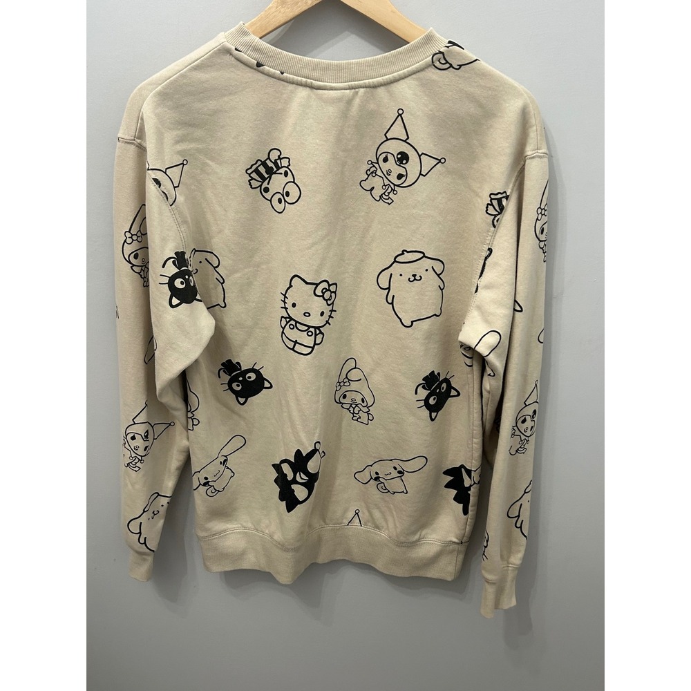 Sanrio Hello Kitty & Friends All Over Print Crewneck Sweatshirt Bioworld Beige S - Picture 4 of 4